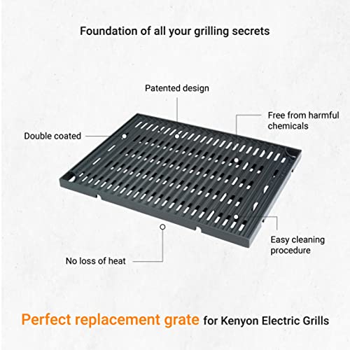 Kenyon Grill Grate, Surgical Grade Non-Stick Metal Grate, Cast Aluminum-Made Cooking Grate, Quick Heat Up And Cool Down, Prevents Heat Loss, Smoke, And Flare-Ups, Dishwasher Safe, Black #TOP3