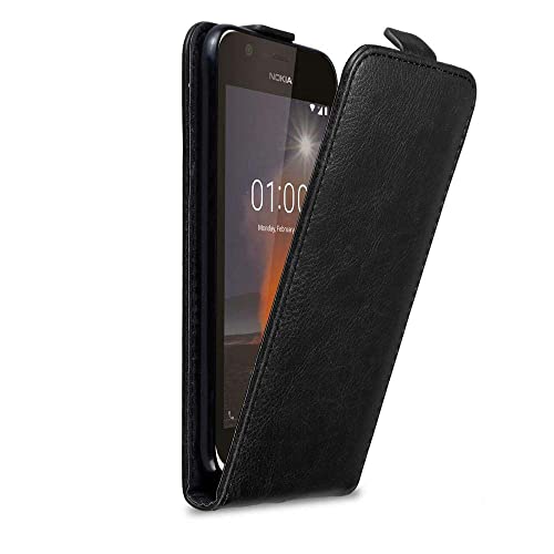 Cadorabo Funda para Nokia 1 2017 in Negro Antracita - Cubierta Proteccíon Estilo Flip con Cierre Magnético - Etui Case Cover Carcasa