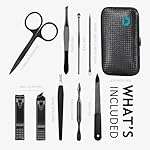Manicure Set 9 in 1 Stainless Steel, Nail Clippers Scissors Pedicure Tools Kit - Portable Travel Grooming Kit for Men and Women with Black/Blue Leather Case (Blue) - Image 2