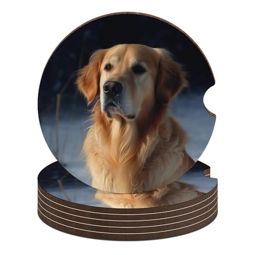 Dessous de verre voiture Golden Retriever anti-vibration et liquide