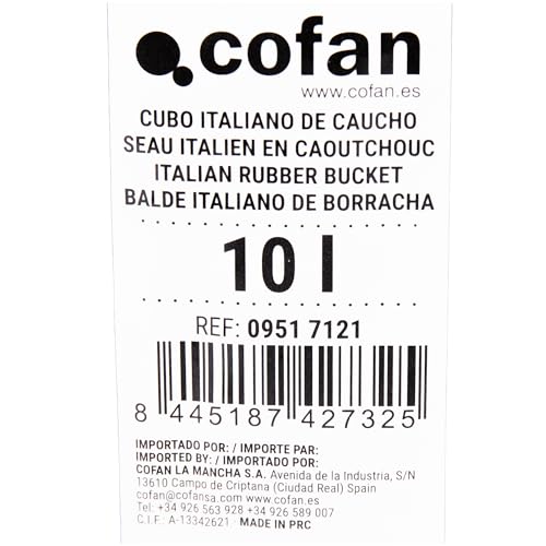 Miniatura 7 de Cofan Cubo Obra Italiano Con Capacidad Para 10 Litros Material: Caucho Asa Metálica Alta Resistencia Y Flexibilidad Medidas: 34,5 X 18 X 22,8 Cm