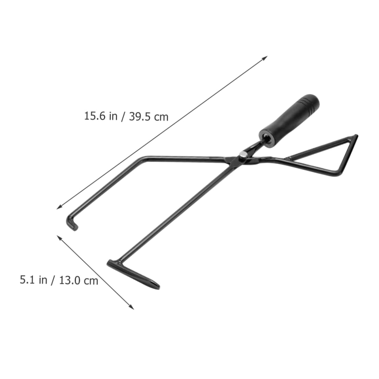 Pinza de Carbón para Chimenea de Camping con Mango de Madera Negra | Hierro Resistente, Agarre de Precisión para Manipular Brasas, 1 Pieza para Hotel y Fogata Exterior