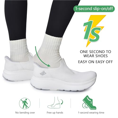 JACKSHIBO Women's Wide Toe Box Slip in Free up Hands Shoes Arch Support Orthopedic Plantar Fasciitis Slip On Walking Sneakers with Metatarsal Pad2
