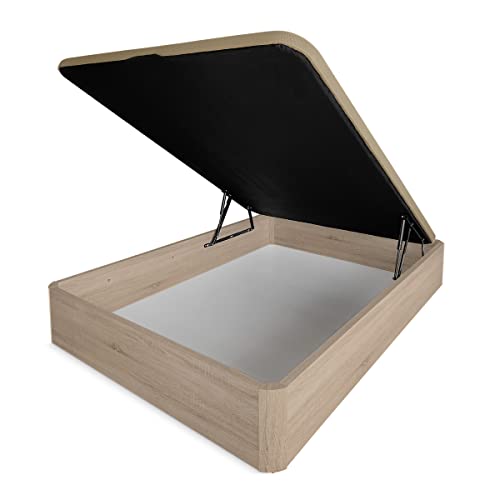 Somnia Descanso Canapé Abatible Extra Reforzado Gran Capacidad con Tapa Transpirable, Esquinas Redondeadas, Madera, Cambria, 135 x 190 Cover