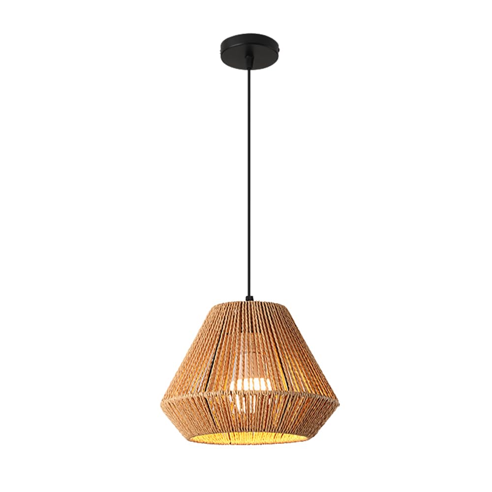 Suspension LED en rotin haut de gamme faite main pour un intérieur rétro