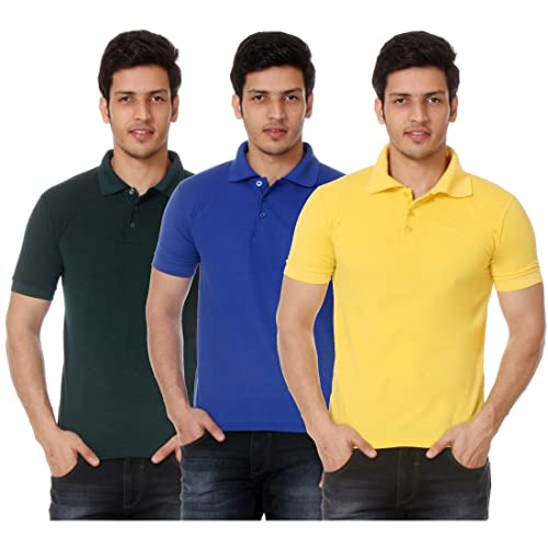 Image of Amazon Brand - Nora Nico Men's Cotton Pique Half Sleeves Solid Polo T Shirts-Pack of 3