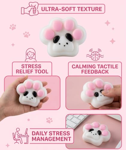 Image of 3PCS Taba Squishy Cat Paw, Taba Squishy for Relaxing Sensory Fidget Pinch Family for Kids Cat Paw Squeeze Cute Beautiful Cat Paw (pink2)
