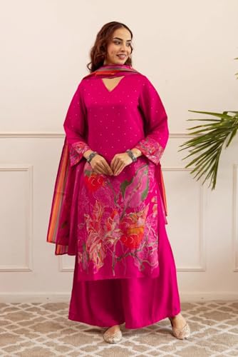 Image of ANNI Designer Women's Reyon Kurta Set | 3 Piece Ethnic Suit Set with Pant & Dupatta | Festive for Women | Cotton Kurta Sets for Woman | Festival Ethnic Dress | Suit Set for Womens