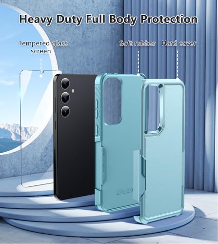 Image of FNTCASE for Samsung Galaxy S25-Plus Case: S24-Plus Dual Layer Shockproof Protective Cell Phone Cover Military Grade Drop Proof Protection Hybrid Matte Textured Rugged Hard Phonecase (Mint Green)