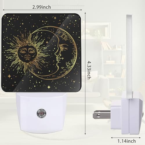 Image of Witch Sun Moon Night Light, Zodiac Night Light Plug into Wall with Dusk to Dawn Sensor, LED Lamp Energy Saving Lights for Men Women Boys Girls,Lamp for Bedroom Bathroom Hallway