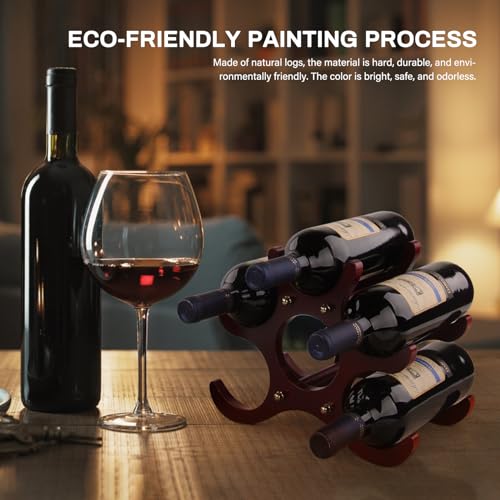 Soporte para botellas de vino de madera color rojo miniatura 6