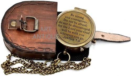 Brújula de bolsillo de latón con cita bíblica Joshua 1:9, regalo religioso inspirador ideal para graduación y bautizo miniatura 6