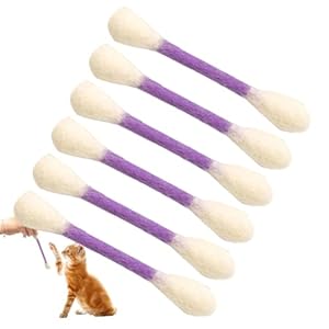 Katzenminze, Kauspielzeug, 6-teiliges K&auml;tzchen-Zahnreinigungs-Wattest&auml;bchen &ndash; Katzenanreicherungsspielzeug | f&uuml;r Training, Indoor-Unterhaltung, Hof, Park, Heim&uuml;bungen