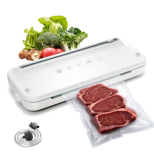 Sellador al vacío | Sellado automático de aire para almacenamiento de alimentos | Cúter incorporado | Sellado al vacío externo | Bandeja de goteo extraíble | Incluye 10 bolsas precortadas