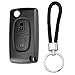 Produktbild 2 Tasten Autoschlüssel Gehäuse Kompatibel mit Peugeot 207 307 308 407 607 807 und Citroen C2 C3 C4 C5 C6 C8 DS3 DS4 Auto Fernbedienung Schlüssel Schlüsselgehäuse mit Leder Schlüsselanhänger