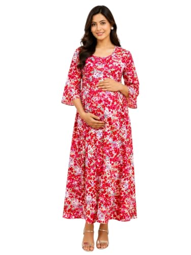 Image of RITIJYA Zipless Feeding Kurtis & Dresses for Women | Zipless Maternity Wear Gown Pregnancy Dress for Nursing Mothers | Viscose Rayon | Stylish & Comfortable | S to 4XL | Washable & Durable