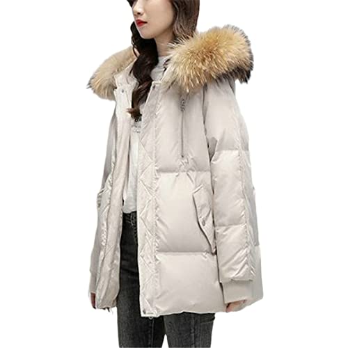 Manteau hiver coton femme beige grande taille 3XL coupe confortable chaud