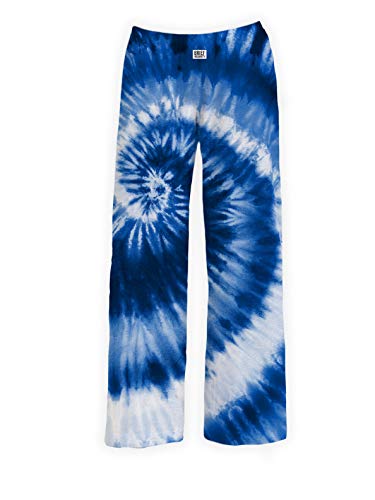 Collections Etc Comfy Blue Tie Dye Wide Leg Lounge Pants