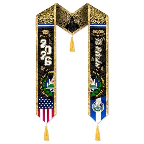 Duzieda El Salvador Graduation Stole for College & High School Graduates El Salvador Flag Graduation Sash 72