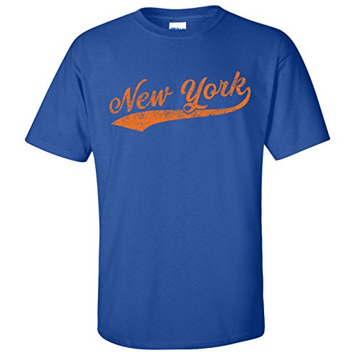 New York City Baseball Script - Hometown Pride Souvenir Basic Cotton T-Shirt - Medium - Royal