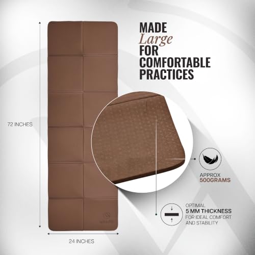 Image of WiseLife Foldable Travel Yoga Mat for Women & Men (Brown)