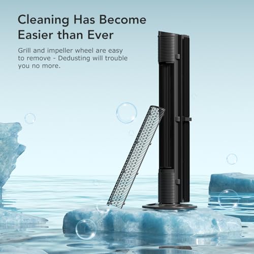 U ULTTY Tower Fan for Bedroom, 30ft/s Velocity Quiet Floor Fan, 60° Oscillating Fans for Indoors with 6 Speeds, 4 Modes, 15H Timer, Standing Fans, 40 inch Bladeless Fan for Home, Living Room, Black