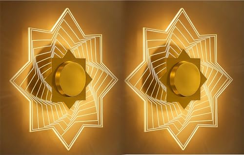 Image of Lamp master Star Wall & Ceiling Light | 3-in-1 Color Changing LED | Antique Gold Finish | Modern Decorative Wall Lamp for Bedroom, Living Room, Kids Room, Hallway & Home Decor Lighting