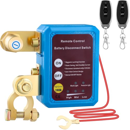 Kill Switch for Car With Remote - 12V 240A Battery Disconnect Isolator Anti-Theft Switch - Prevent Battery Drain With 2 Wireless Remote Controls for RV Truck Camper Boat