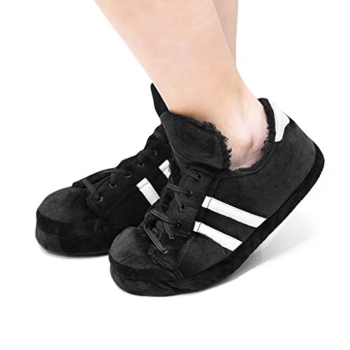 Balvi - Tennis Zapatillas de casa Pantuflas Originales. Talla: M (Talla EUR 40-41). Color: Negro. Suela Extra Fina y Aislante. Muy cómodas, Suaves, Calientes y de diseño Juvenil y Deportivo