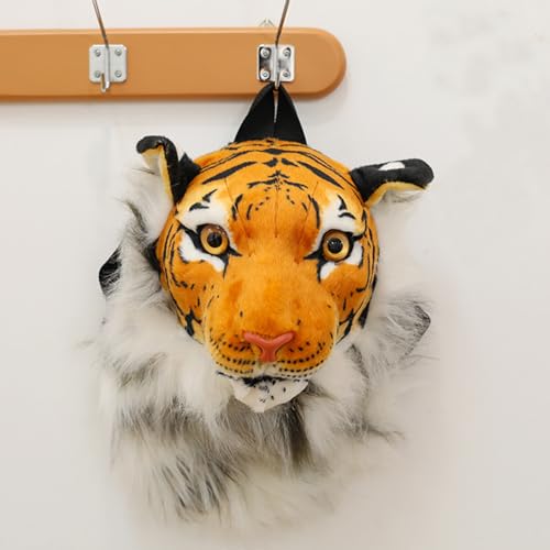 Tiger Head Backpack, 14 Inch Animal Head Shoulders Bag, Furry Stuffed Animal Backpack, Backpack for Travel2