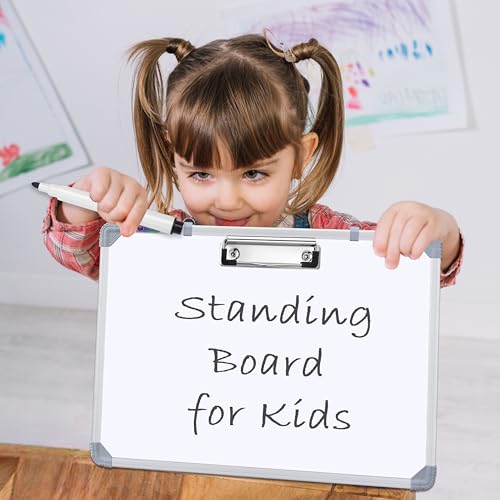 Image of Eduway Magnetic Dry Erase 1.5x1 Feet White Board with Stand | Standing Whiteboard | Table Top with Paper Clip for Study, Memo, to Do List, with 1 Cap-Duster Marker.