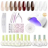 MelodySusie Gel Nail Kit with P-ART06G Cordless UV Lamp Rechargeable LED UV Light with Smart Sensor Classic Popular Colors Plant Based Nails Polish with Top Base Coat Builder Gel Beginner Nail Kit