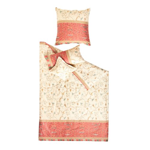 Bassetti OPLONTIS Bettwäsche + 1 Kissenhülle aus 100% Baumwollsatin in der Farbe Rot v.8, Maße: 155x220 + 1 K 80x80 cm - 9237219