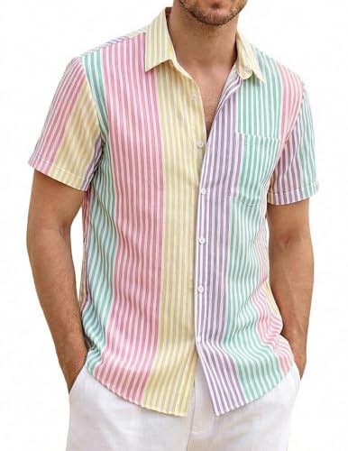 Camisa hawaiana para hombre ZAFUL, manga corta, botones, casual, tropical floral, verano, playa, polo miniatura 1