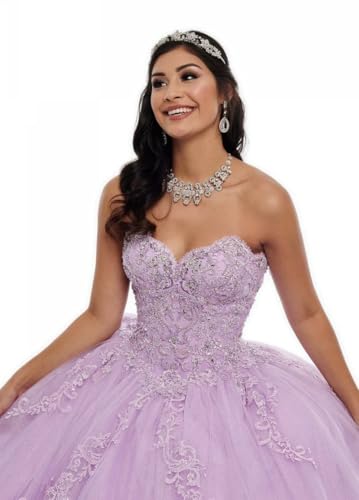 Laces Appliques Quinceanera Dresses for Teens Long Puffy Sparkly Tulle Ball Gown with Sleeve4