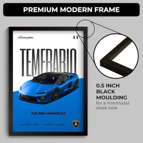Image of Funk You Store Lamborghini Temerario Poster | Framed Lamborghini A4 Sized (31 x 23 cm) | Car Poster for Wall, Gift for Boys, Supercar Frames | Car Posters for Wall, Bedroom, Hostel, Study Room