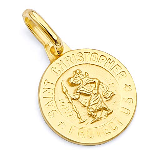 The World Jewelry Center 14k Yellow Gold Religious Saint Christopher Medal Pendant with 0.9mm Cable Chain Necklace2