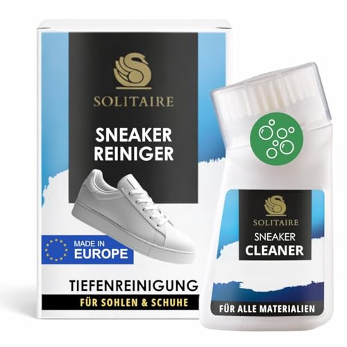Solitaire Shoe Clean - Reinigung und Fleckentfernung für Schuhe mit Bürste, Transparent (Transparent), 75.00 ml 5 Solitaire SNEAKER CLEANER 75 ml – Intensive Reinigung, für saubere Sneaker, Turnschuhe und Freizeitschuhe, für alle Materialien und Farben geeignet, farblos