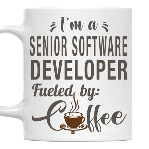 MONIZILUCKY I'm a Senior Software Developer Mug, Fueled by Coffee Cup Gift