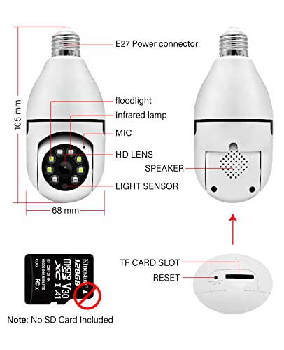 Sc2000 Light Bulb Security Camera: Wireless 5G Indoor Outdoor Lightbulb Panoramic Dome Smart Camera With 1080P App Control Motion Detection Night Vision For Home Garden Baby Pet #TOP5