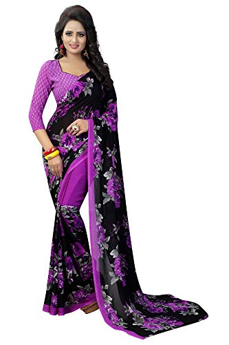 Trend Sales Fashion Women's Art Silk Saree With Unstitched Blouse Piece (FLORAL VIOLET_Multicolored)