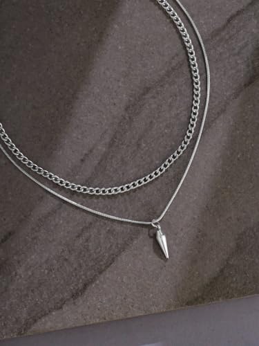 Image of Urban Tag Collection | Stainless Steel Pendant Chain Necklace For Men And Boys | Silver and Black Colour | Anniversary Birthday Gifts