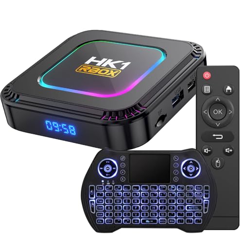 TV Box Android 13.0 4GB RAM 32GB ROM RK3528 WiFi 6 Smart TV Box RGB Light Set Top Box BT5.0 Ultra HD 1080P 4K 8K HLG Mode HDR10+ WiFi 6 USB 3.0 Android Box with Mini Wireless Backlit Keyboard