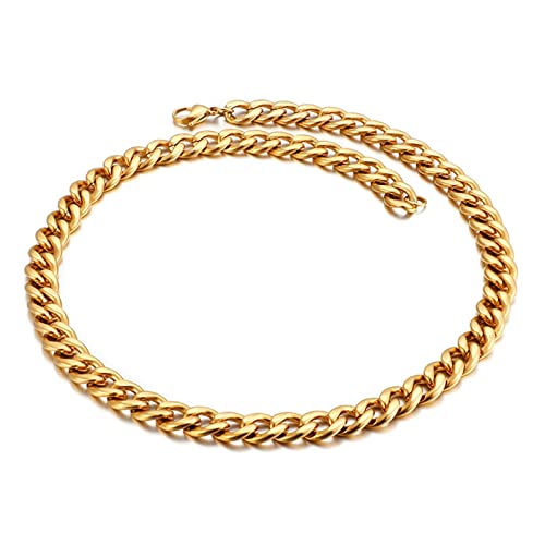 Chaînes homme gourmette acier 45-65cm collier grosse maille noir or