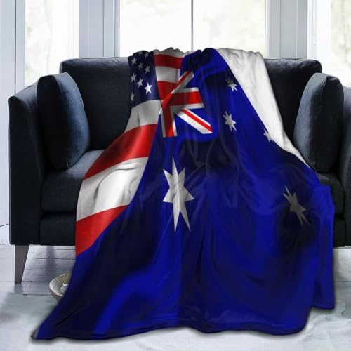 America Vs Australia Australians Flag Combo Flannel Fleece Blanket