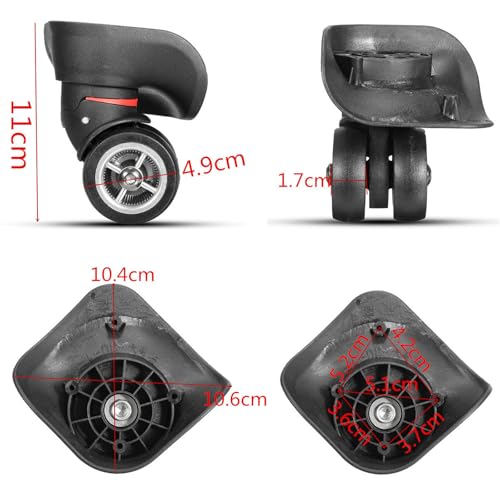 Silent Suitcase Replacement Wheels 2 Pack Black Nylon Rubber Swivel Luggage Wheels with Screws for Travel Bags2