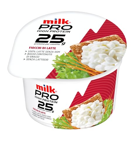 Milk Fiocchi di Latte Senza Lattosio Milk PRO, con Fermenti Lattici e Proteine da Latte Senza Lattosio - Formaggio Fresco Magro con Yogurt, Senza Lattosio, a Basso Contenuto di Grassi (210g)
