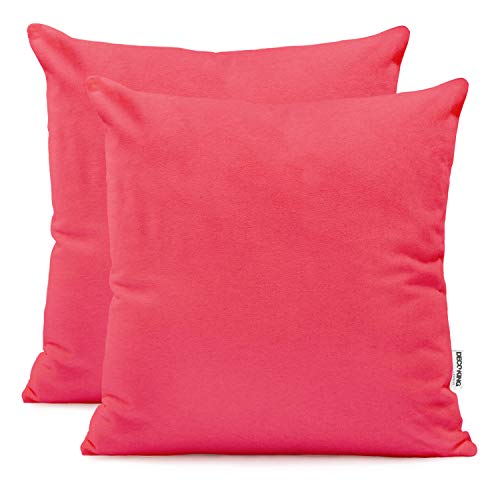 DecoKing 2 Pillowcases 50 x 50 cm Jersey 100% Combed Cotton Zip Pink Amber, 50 x 50 *2