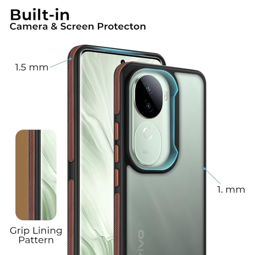 Image of A rtistque Frosted Ultra Matte Back Cover Case for Vivo V40e 5G / iQOO Z9s 5G |Smooth Sides with Grip |Raised Camera Edges- Brown - Polycarbonate;Thermoplastic Polyurethane