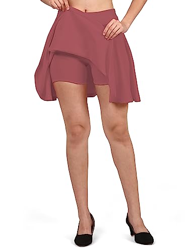 Image of Mehrang Girl's /Women's Classic Stretchy All Time Trendy Skater Skirt with Attached Inner Shorts and Flared Inskirt